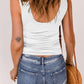 Lace up Hollow-out Neck Solid Tank Top