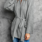 Robe Style Rib Knit Pocketed Cardigan with Belt