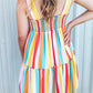 Multicolor Rainbow Stripe Print Tiered Sundress
