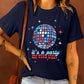 Blue Party In USA Graphic Print Short Sleeve T Shirt