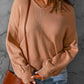 Apricot Twist Cutout Back Rib Cuffs Sweater