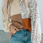 Leopard Patchwork Color Block Ribbed Long Sleeve Top