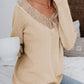 Lace Collar V Neck Ribbed Sweater