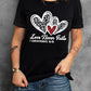 Black Love Never Fails Leopard Sequin Heart Graphic Valentines Tee