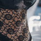 Black Bubble Sleeve Scalloped Lace Bodysuit