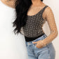 Pearl and Rhinestone Detail Sheer Mesh Top