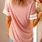 Pink Sketch Heart Print Striped Short Sleeve Tee
