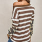 Striped Leopard Long Sleeves Blouse