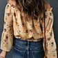 Yellow Bell Sleeves Floral Crop Top