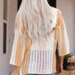 White Striped Colorblock Cut Out Hooded Sweater