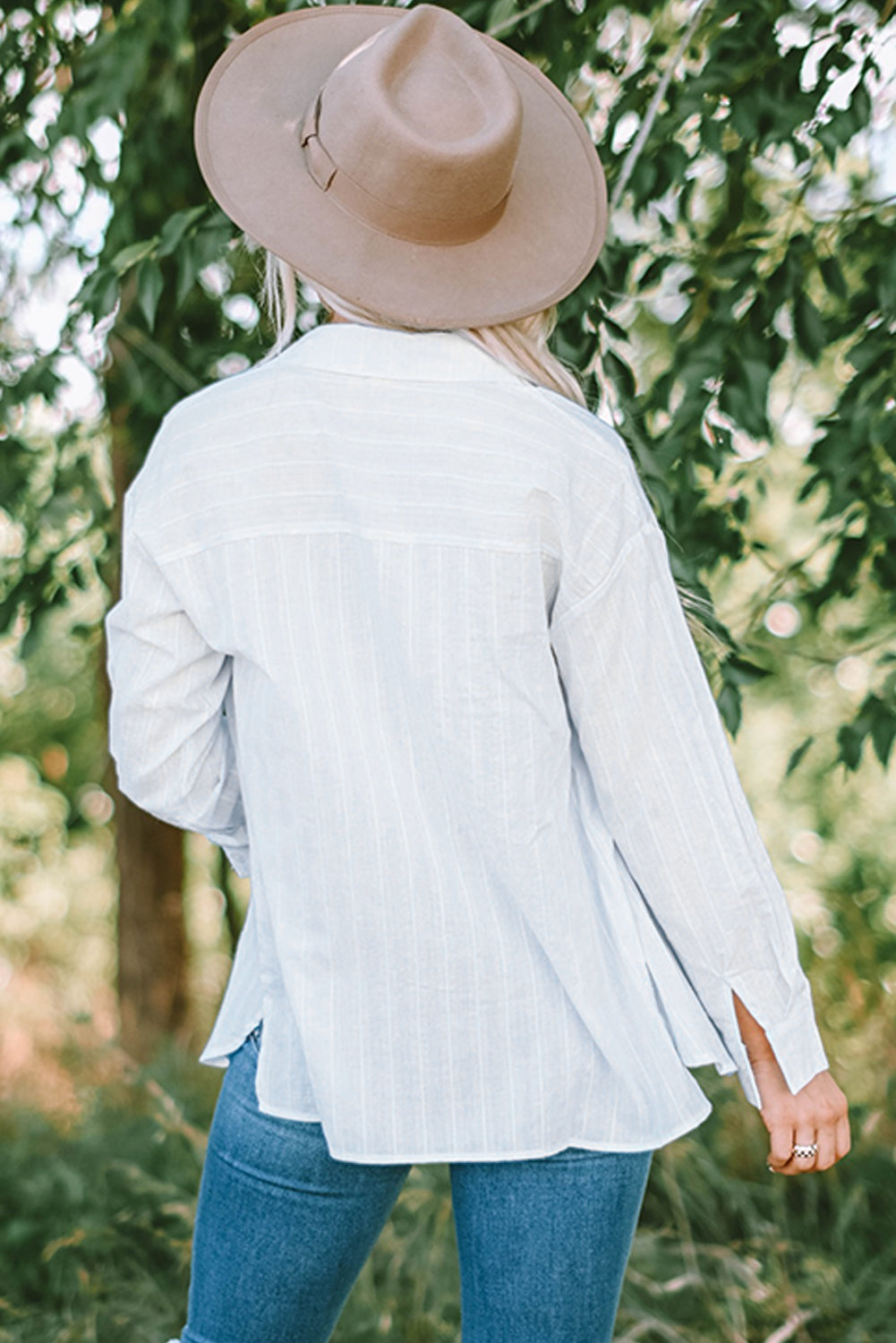 Textured Buttoned Pocket Long Sleeve Shirt