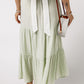 Green Drawstring High Waist Tiered Long Skirt
