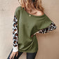 Autumn and winter fashion collision color stitching leopard sweater