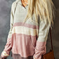 Color Block Knit Kangaroo Pocket Hooded Sweater
