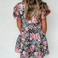 Leopard Floral Print Wavy Embellished Mini Dress