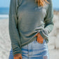 Waffle Knit Drop Shoulder Long Sleeve Top