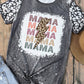 Gray MAMA Lightning Leopard Bleached Print Graphic T Shirt