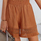 Smocked Waist Crochet Hem Casual Loose Shorts