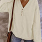 Apricot V Neck Buttons Drop Shoulder Ribbed Knit Top