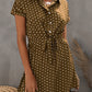 Dot Shirt Collar Short Sleeve Mini Dress