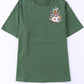 Green Floral Pocket Casual Short Sleeve Tee