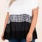 White Plaid Dot Ruffled Plus Size Babydoll Top