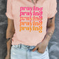 Pink mama Praying Letter Graphic Print T Shirt