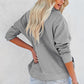 Pink Solid Color Zip Collar Sweatshirt with Pockets