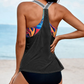 Printed Splicing Racerback Tankini