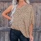 Khaki Leopard Asymmetric One Shoulder Blouse