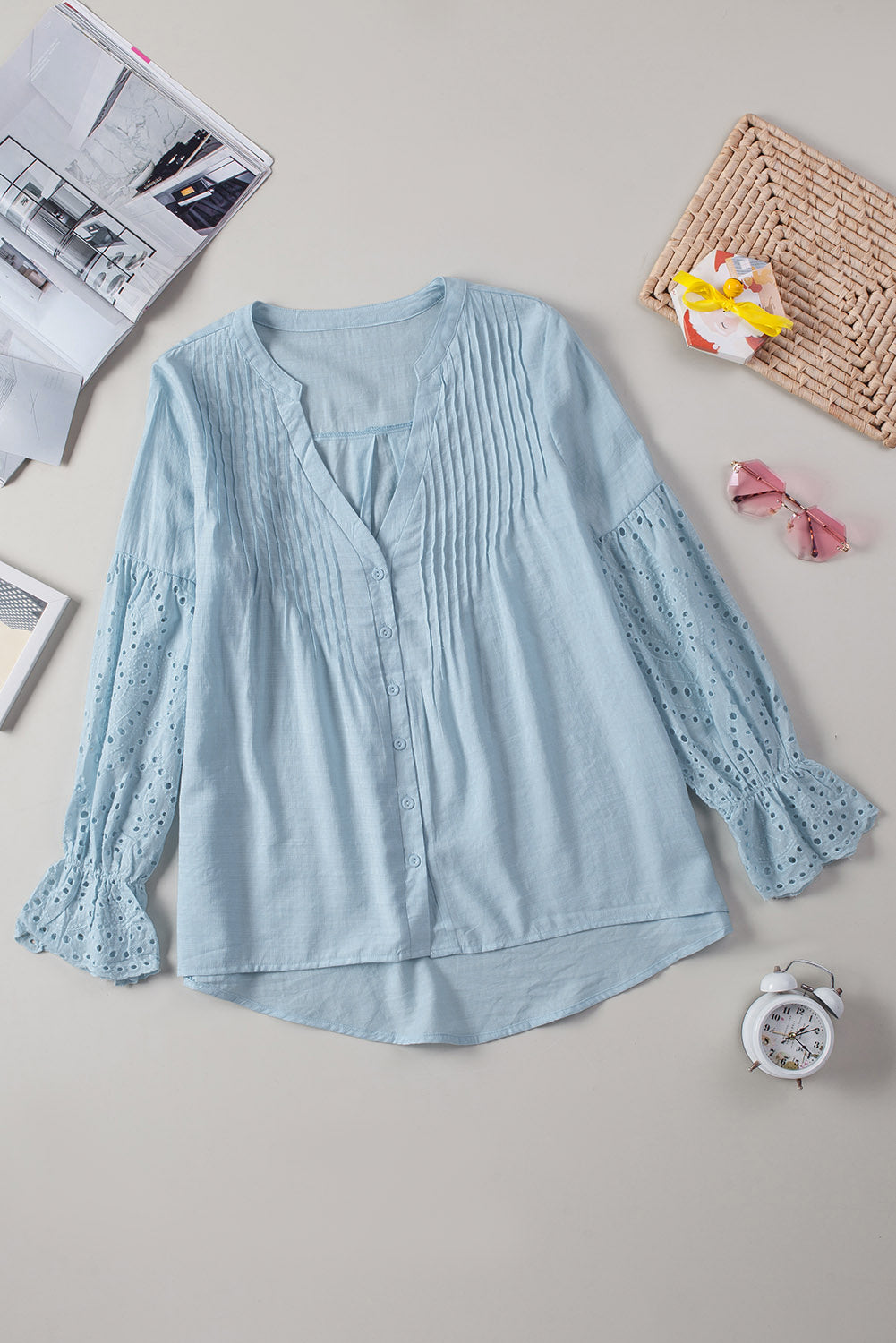 Rekindle Eyelet Button Up Top