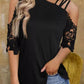Black Lace Splicing Strappy Cold Shoulder Top