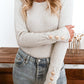 Buttoned Cuffs Ribbed Long Sleeve Bodysuit