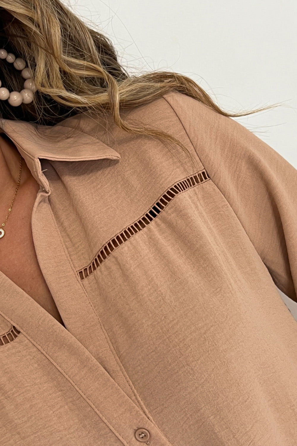Khaki Tiered Frilled Button-up A-line Mini Dress