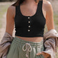 breasted short tank top
