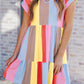 Striped Color Block Tiered Mini Dress