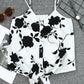 Floral Shading Print Button Tie Front Tank Top