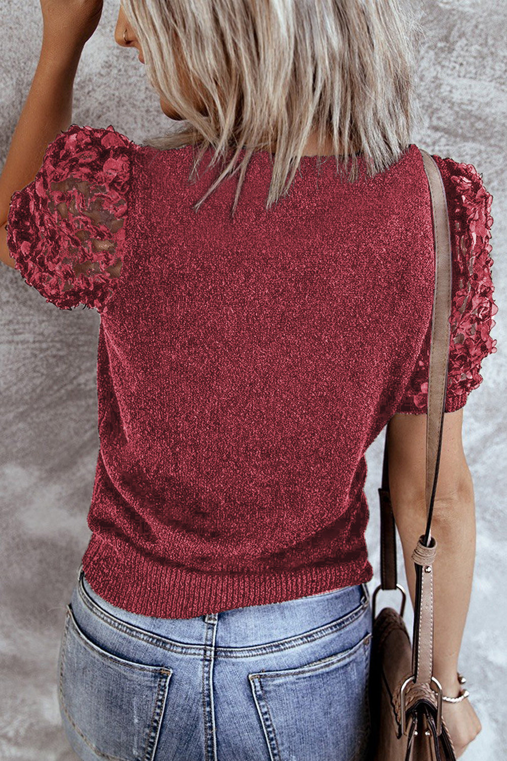 Sheer Sleeve Knit T-shirt