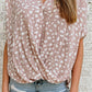 Pink Leopard Printed Short Sleeves Twist Shirt