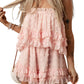 Pink Swiss Dot Frill Tiered Strapless Romper