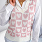 Checked Heart Pattern Sweater Vest