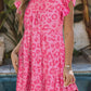 Leopard Round Neck Ruffle Tiered Mini Dress