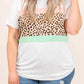 Leopard Color Block Plus Size T Shirt