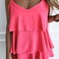Rose Ruffle Tiered Spaghetti Strap Tank Top