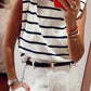 White Striped Print Shoulder Pads Boxy Tank Top