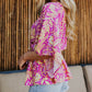 Boho Floral Print Belted Surplice Blouse