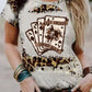 Western Leopard Cowboy Poker Cards Print Graphic Tee