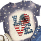 Blue Starlet Allover Bleached LOVE Sunflower Flag Graphic Tee