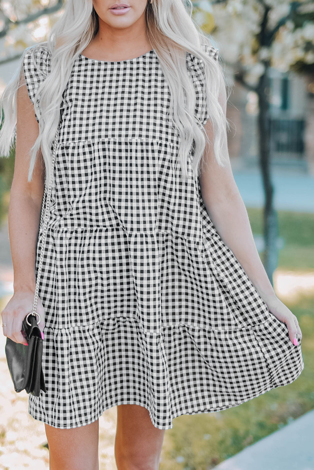 Plaid Ruffled Mini Dress