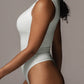 White Mock Neck Sleeveless Knit Bodysuit